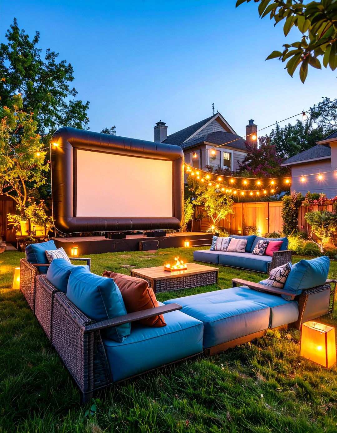 Outdoor Theater Entertainment Zone - 24 Townhouse Backyard Ideas