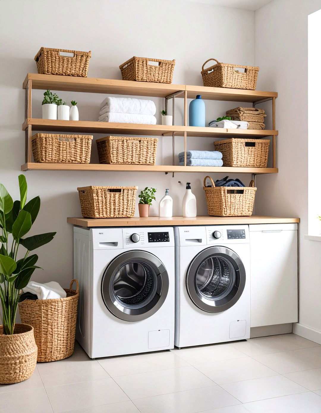 Over Appliance Floating Shelves - 24 Laundry Room Storage Ideas