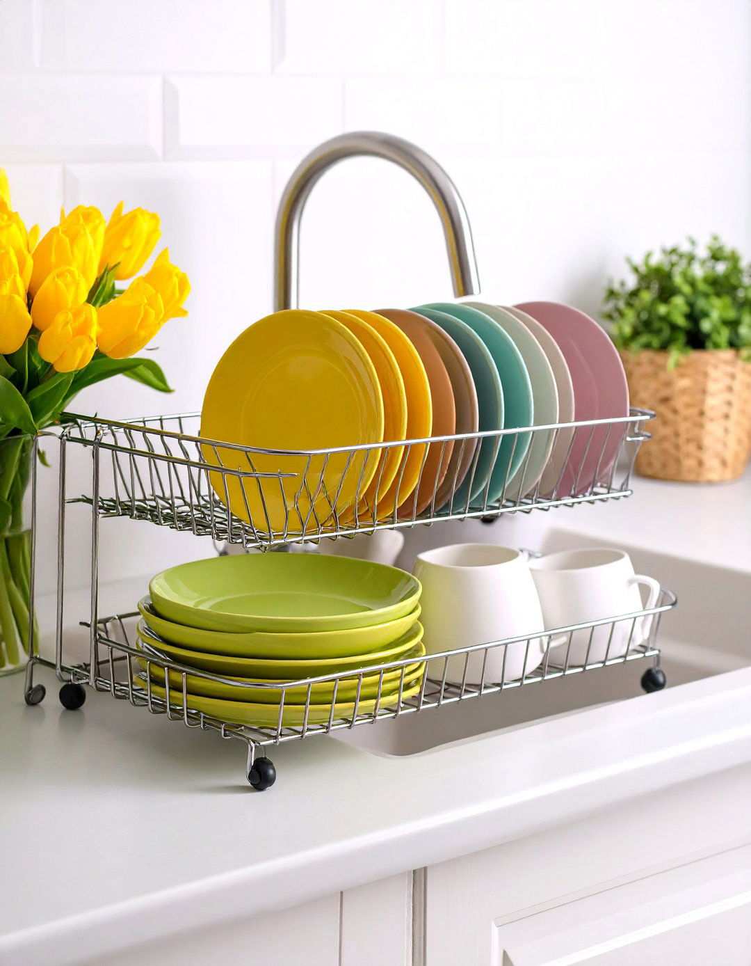 Over Sink Dish Drying Rack System - 24 Kitchen Sink Organization Ideas
