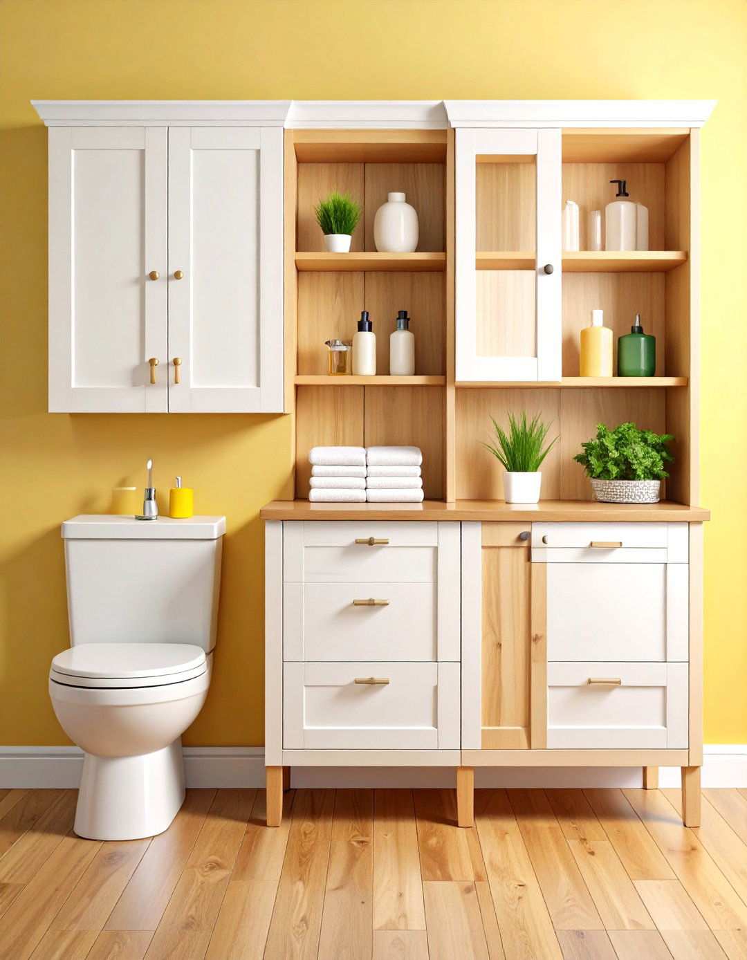 Over the Toilet Cabinet with Built in Dispensing System - 24 Toilet Paper Storage Ideas