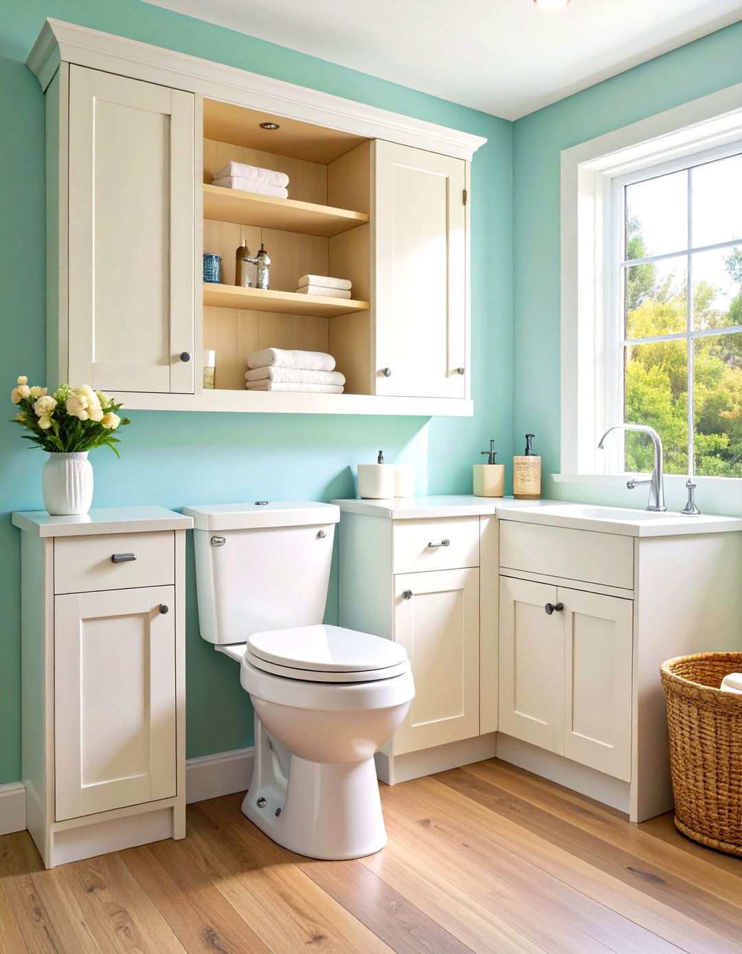 Over Toilet Cabinet System - 24 Pedestal Sink Storage Ideas