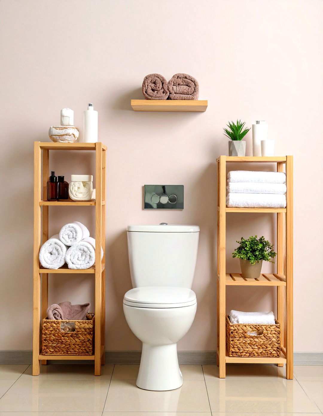 Over Toilet Floating Shelves - 24 Small Bathroom Shelving Ideas