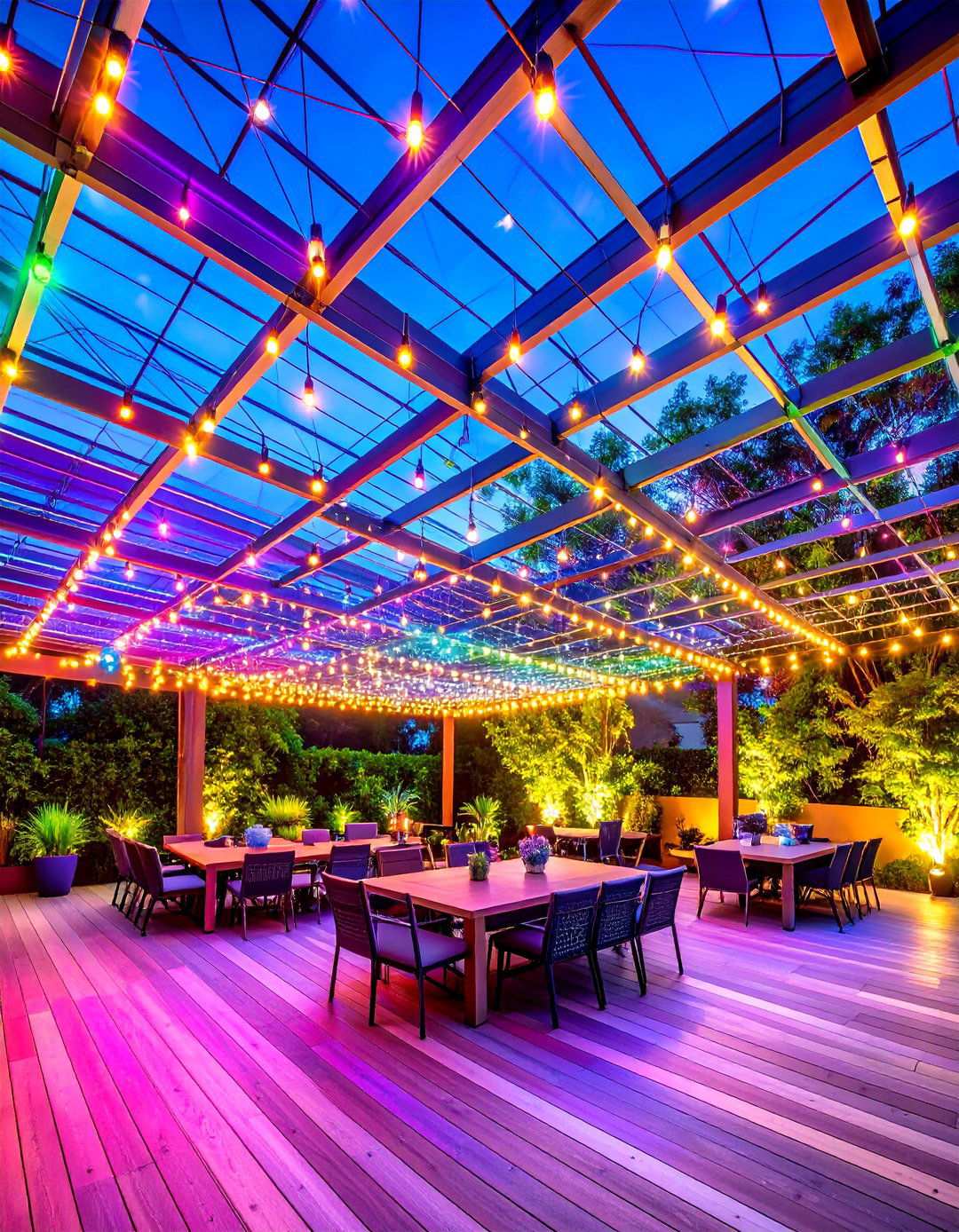Overhead String Light Grid Pattern - 24 Patio String Light Ideas