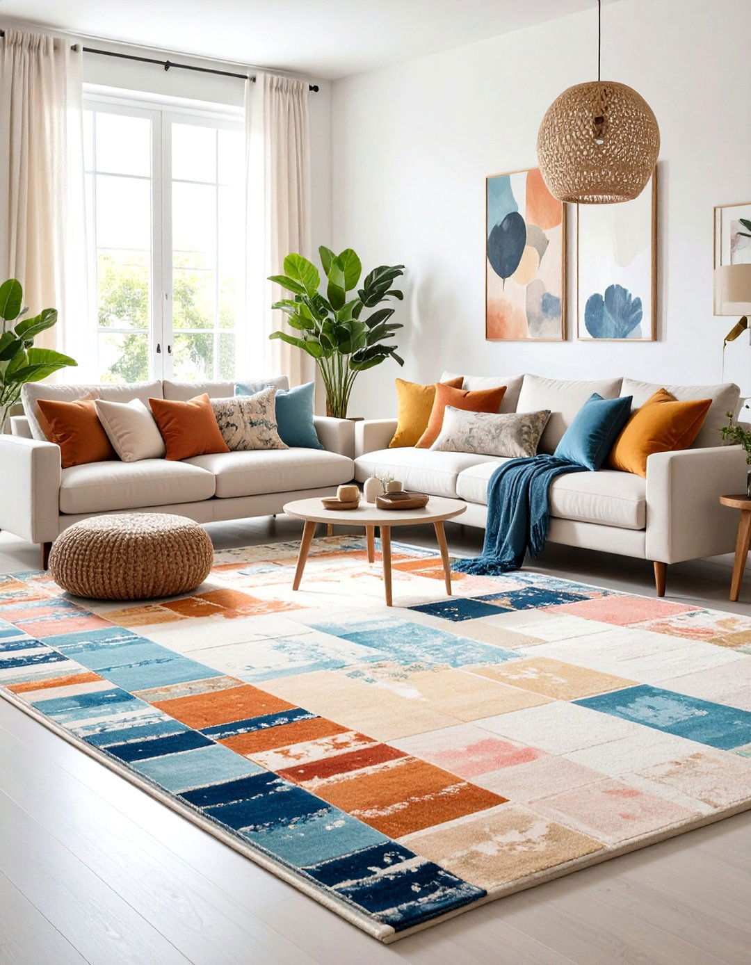 Oversized Statement Floor Art - 24 Living Room Rug Ideas