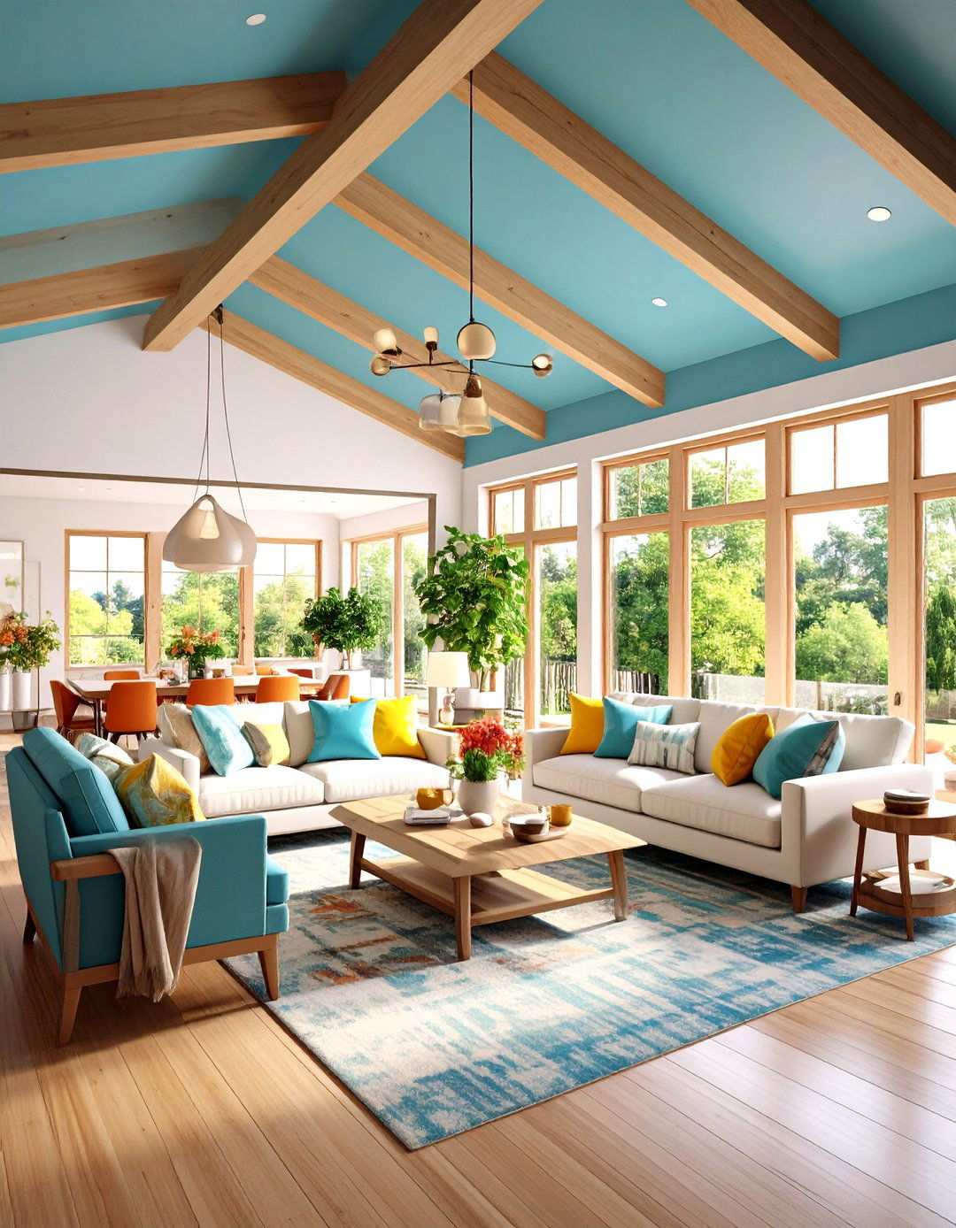 Painted Accent Reverse Tray Family Room - 24 Reverse Tray Ceiling Ideas