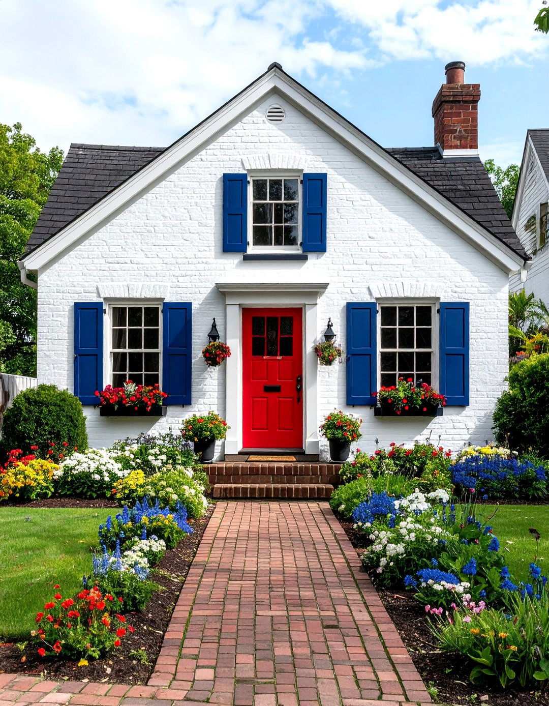 Painted Brick with Contrasting Shutters - 24 modern cottage house exterior ideas