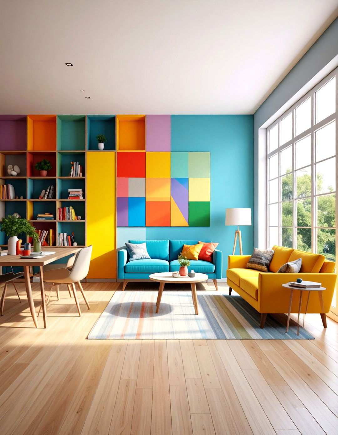 Painted Color Block Wood Trim - 24 Wood Trim Accent Wall Ideas