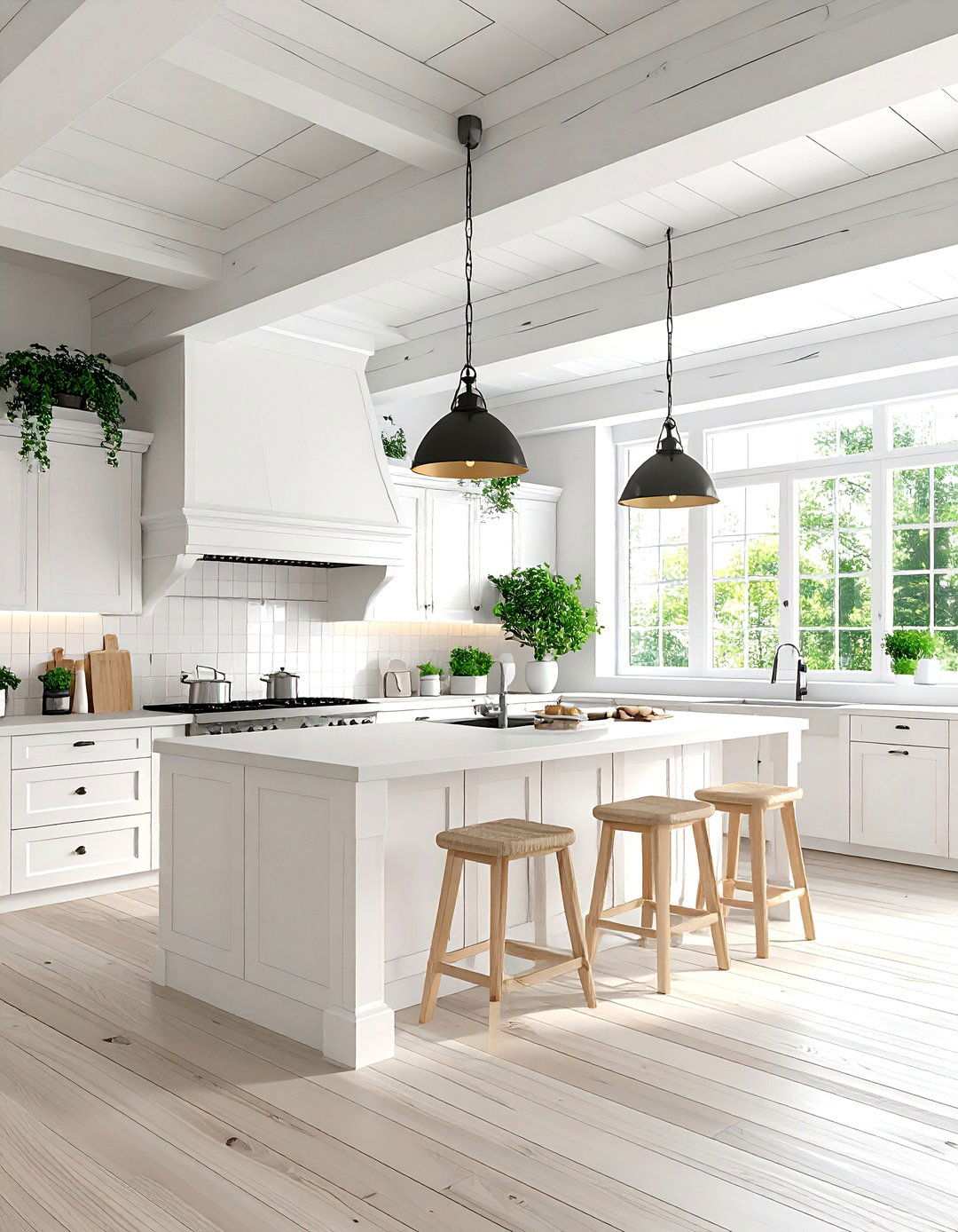 Painted Contemporary Beam Design - 24 Vaulted Ceiling With Beams