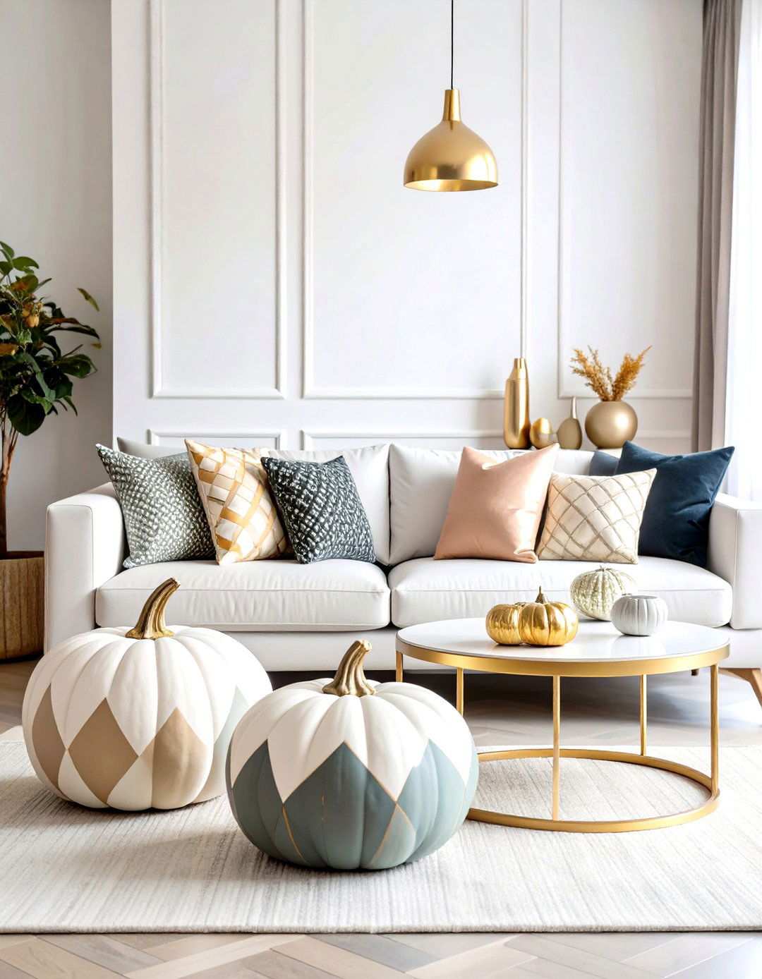 Painted Geometric Pumpkin Art - 24 Pumpkin Decor Ideas