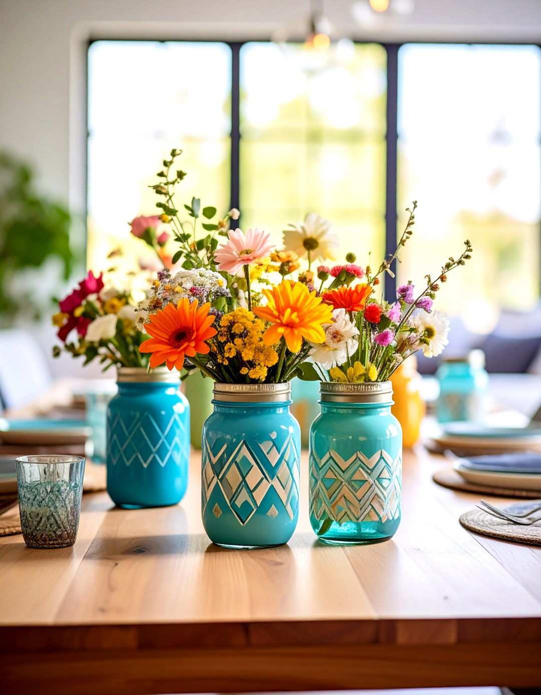 Painted Mason Jar Flower Vases - 24 Mason Jar Centerpiece Ideas