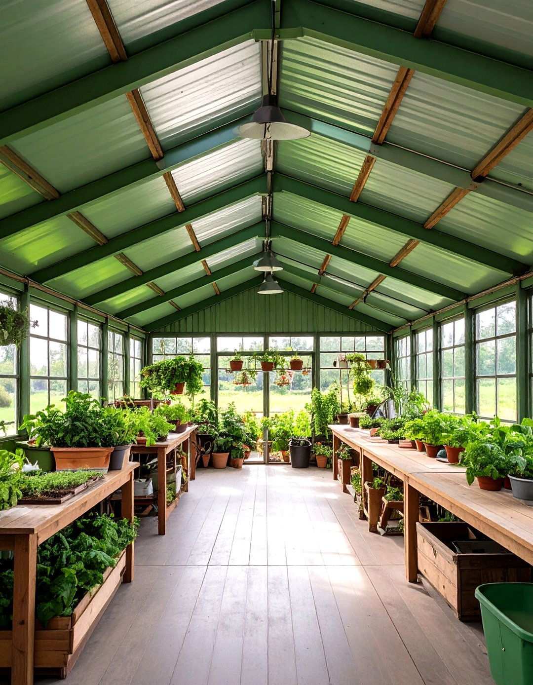 Painted Metal Ceiling in Farmhouse Color Palette - 24 Shed Ceiling Ideas