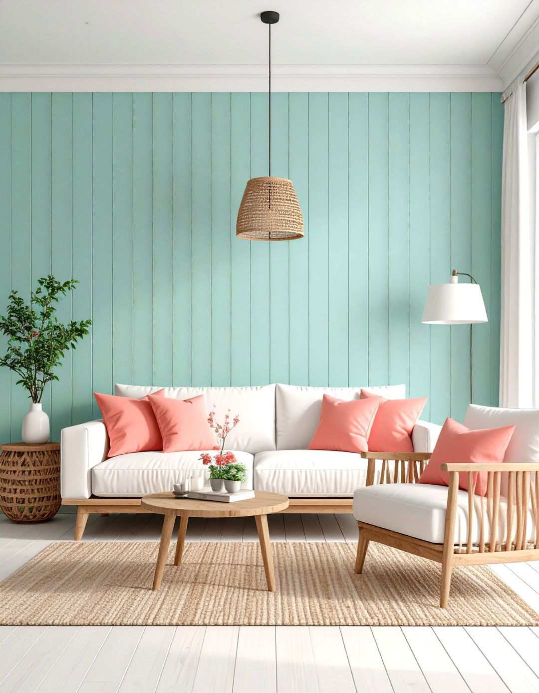 Painted Mint Green Shiplap - 24 Shiplap Living Room Ideas