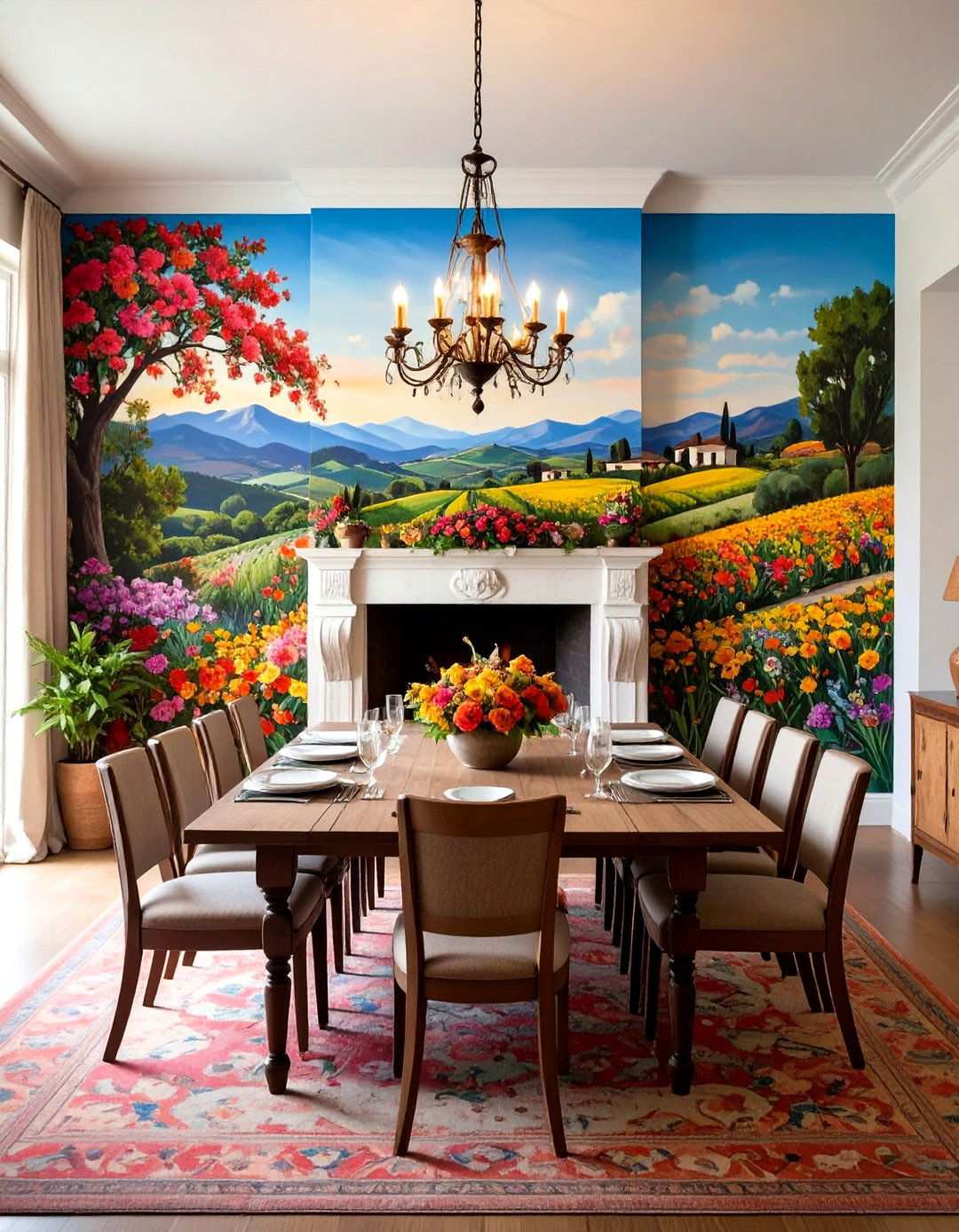 Painted Mural Fireplace Background - 24 Spanish Style Fireplace Ideas