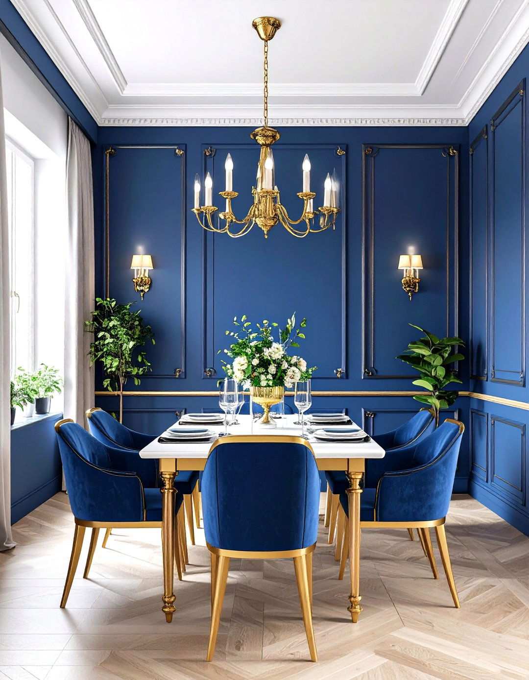 Painted Wainscoting with Metallic Accents - 24 Wainscoting Ideas