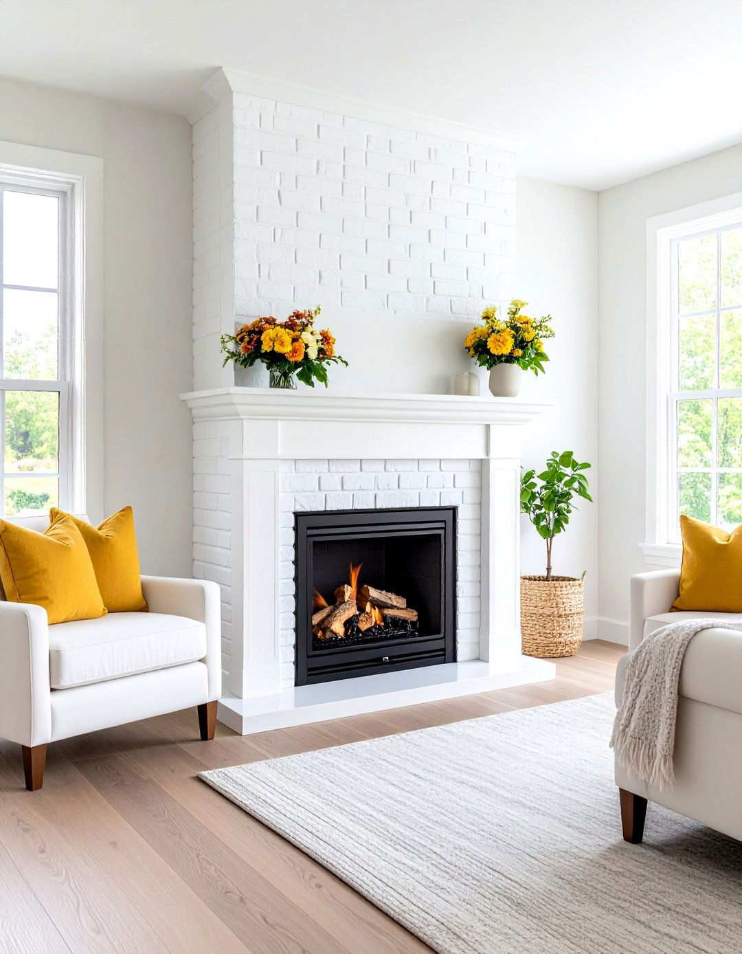 Painted White Brick Fireplace Transformation - 24 White Brick Fireplace Ideas