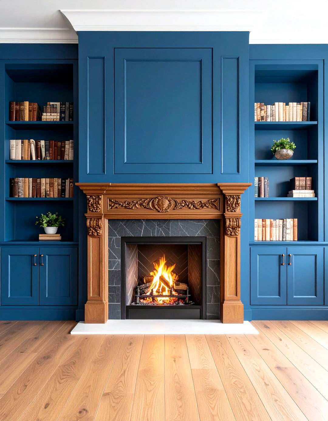Painted Wood Paneling Traditional Style - 24 Two-story Fireplace Ideas