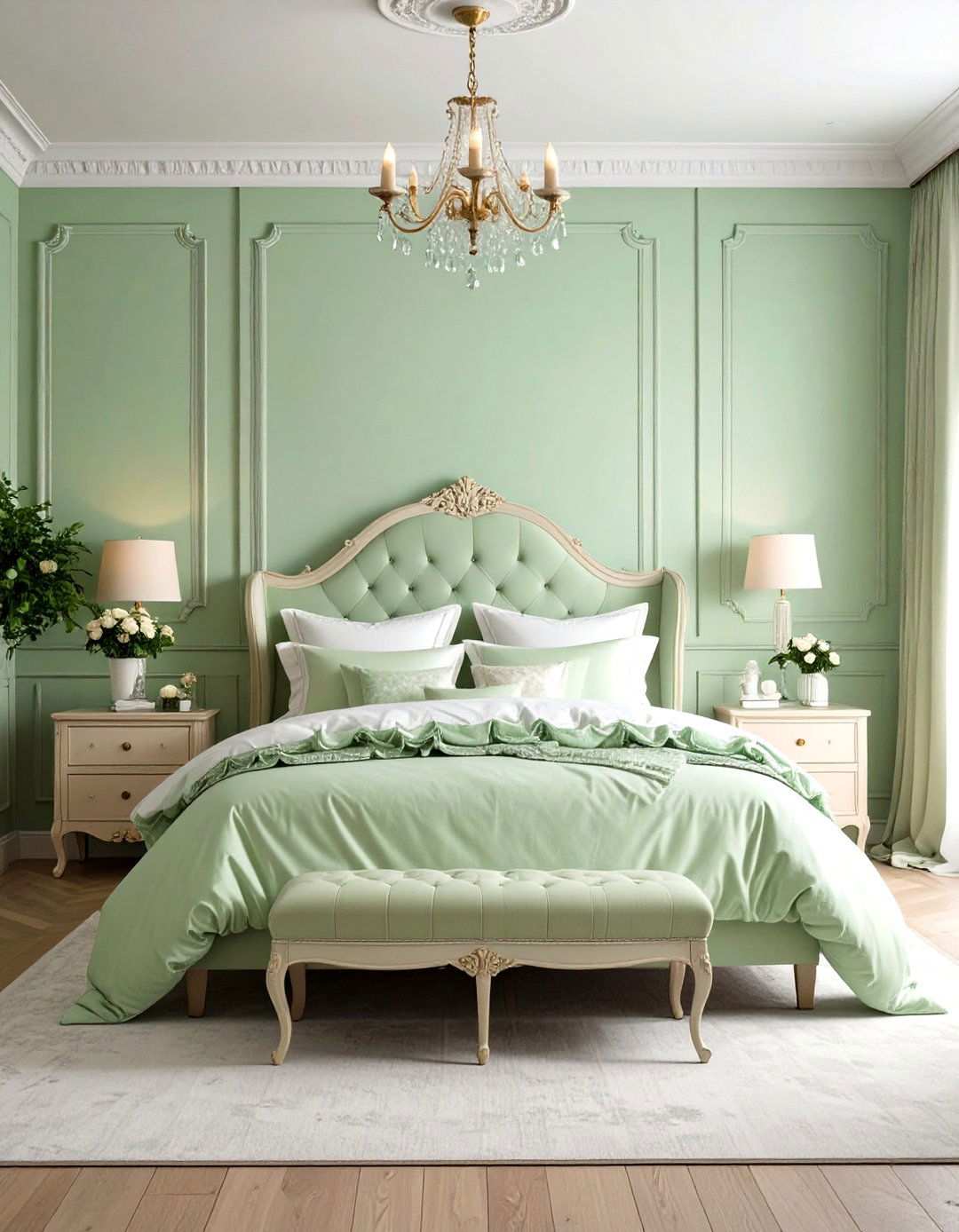 Pale Green Romantic Bedroom - 24 Light Green Bedroom Ideas