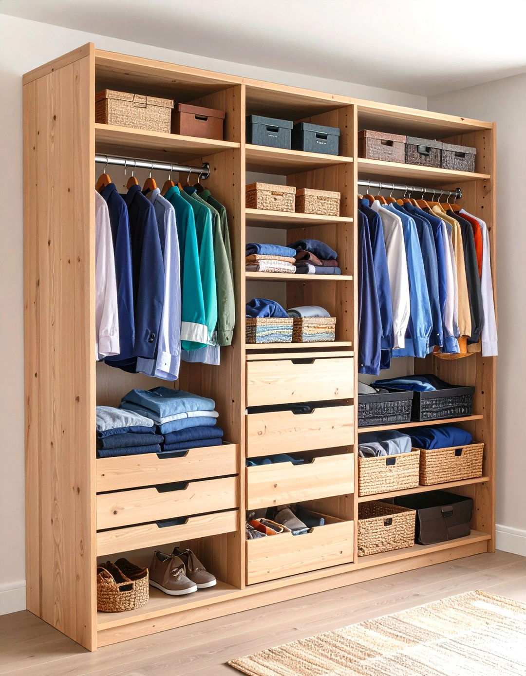 Pallet Closet Organizer with Hanging Rod System - 24 Pallet Furniture Ideas
