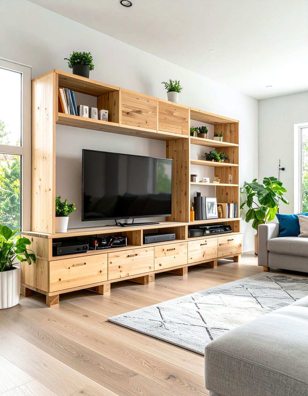 Pallet Entertainment Center with Cable Management - 24 Pallet Furniture Ideas