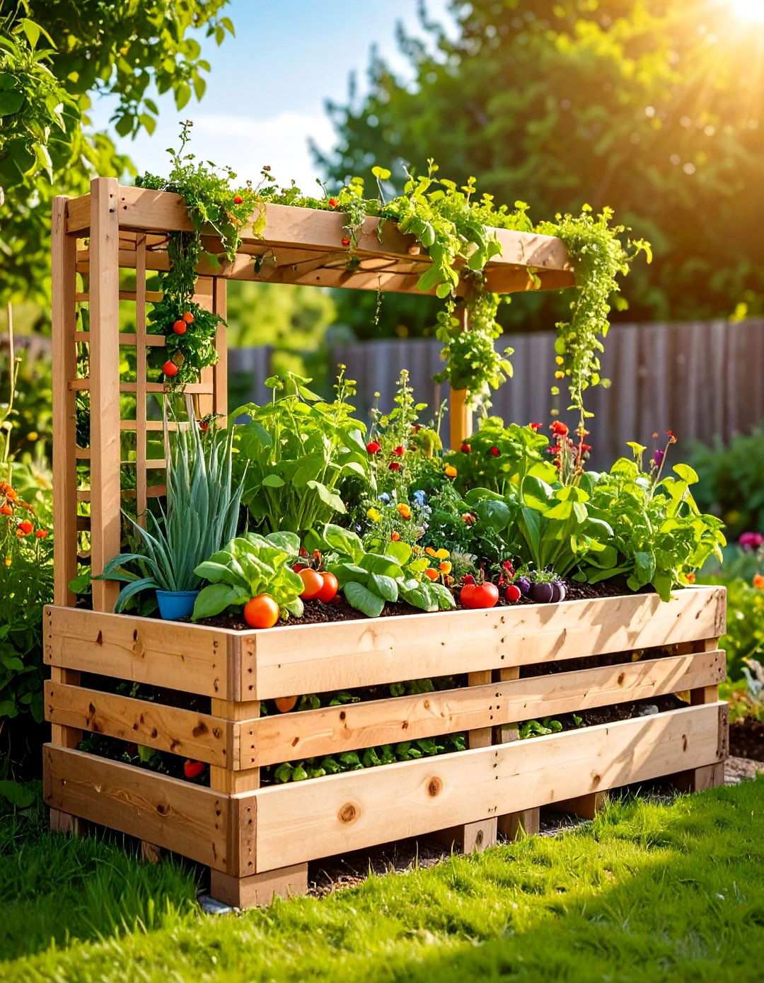 Pallet Garden Planter Box with Trellis System - 24 Pallet Furniture Ideas