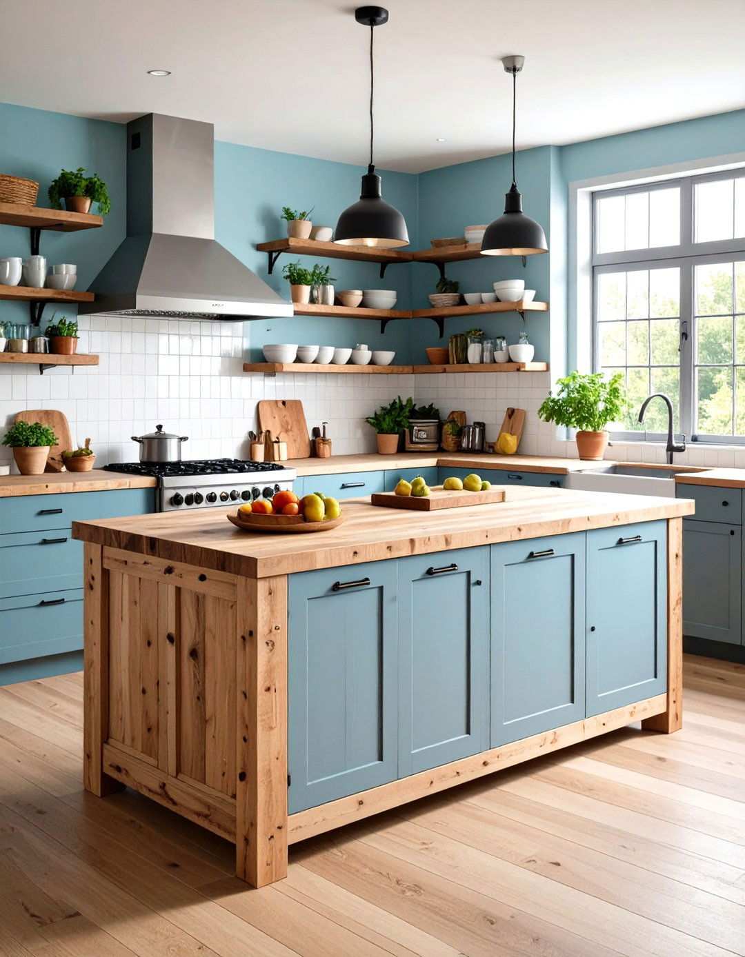 Pallet Kitchen Island with Butcher Block Top - 24 Pallet Furniture Ideas