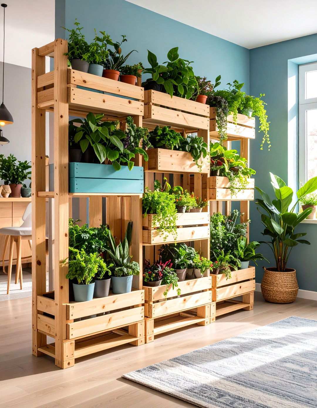 Pallet Room Divider with Integrated Planters - 24 Pallet Furniture Ideas