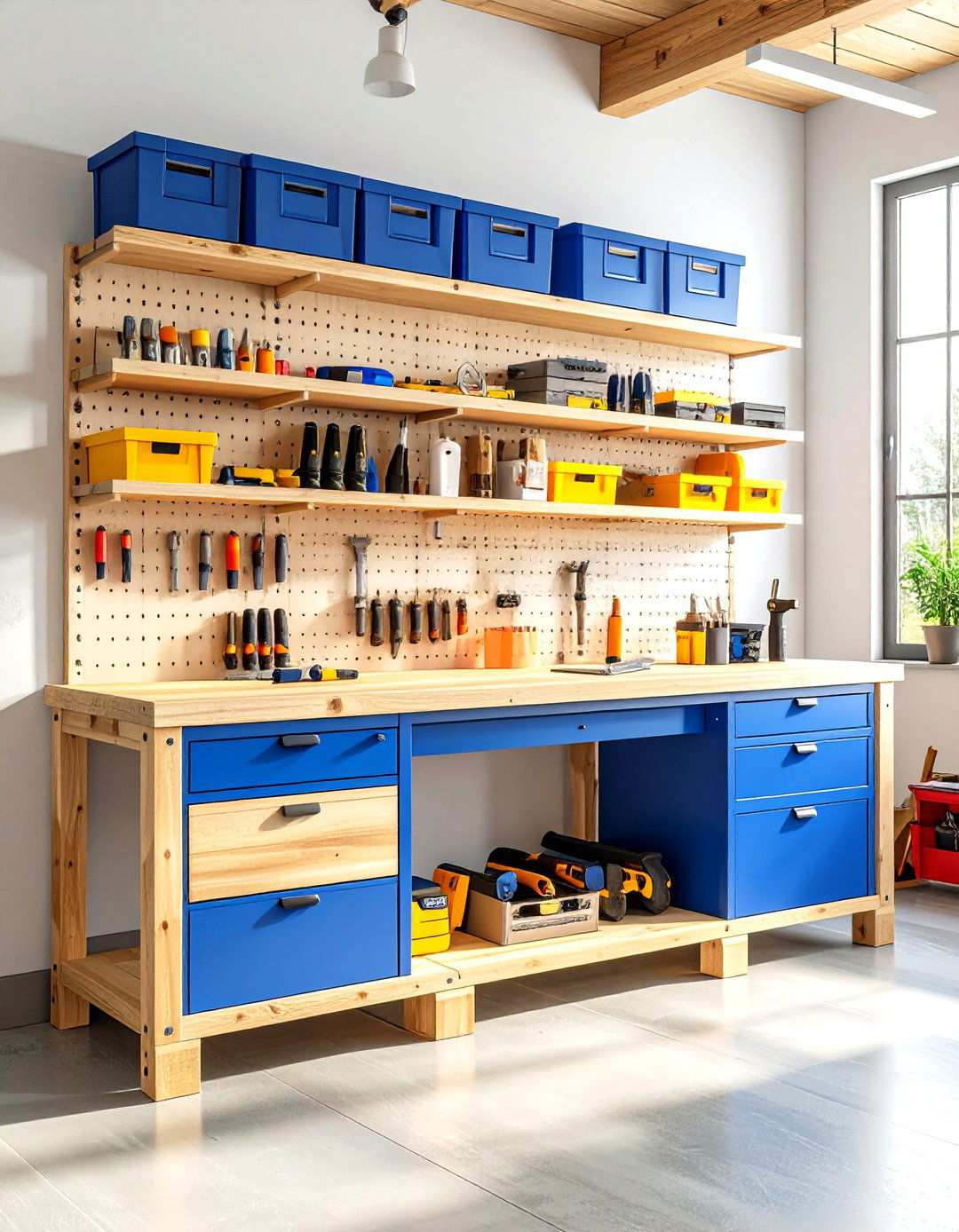 Pallet Tool Storage Workbench with Pegboard System - 24 Pallet Furniture Ideas