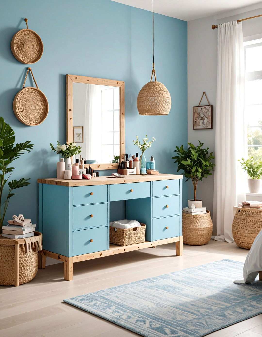 Pallet Vanity Table with Mirror and Storage Drawers - 24 Pallet Furniture Ideas