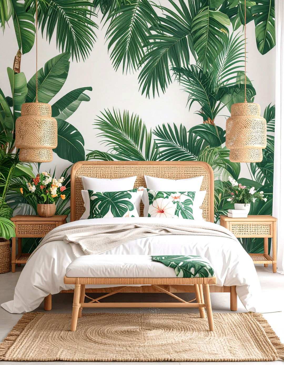 Palm Leaf Paradise Bedroom - 24 Tropical Bedroom Ideas