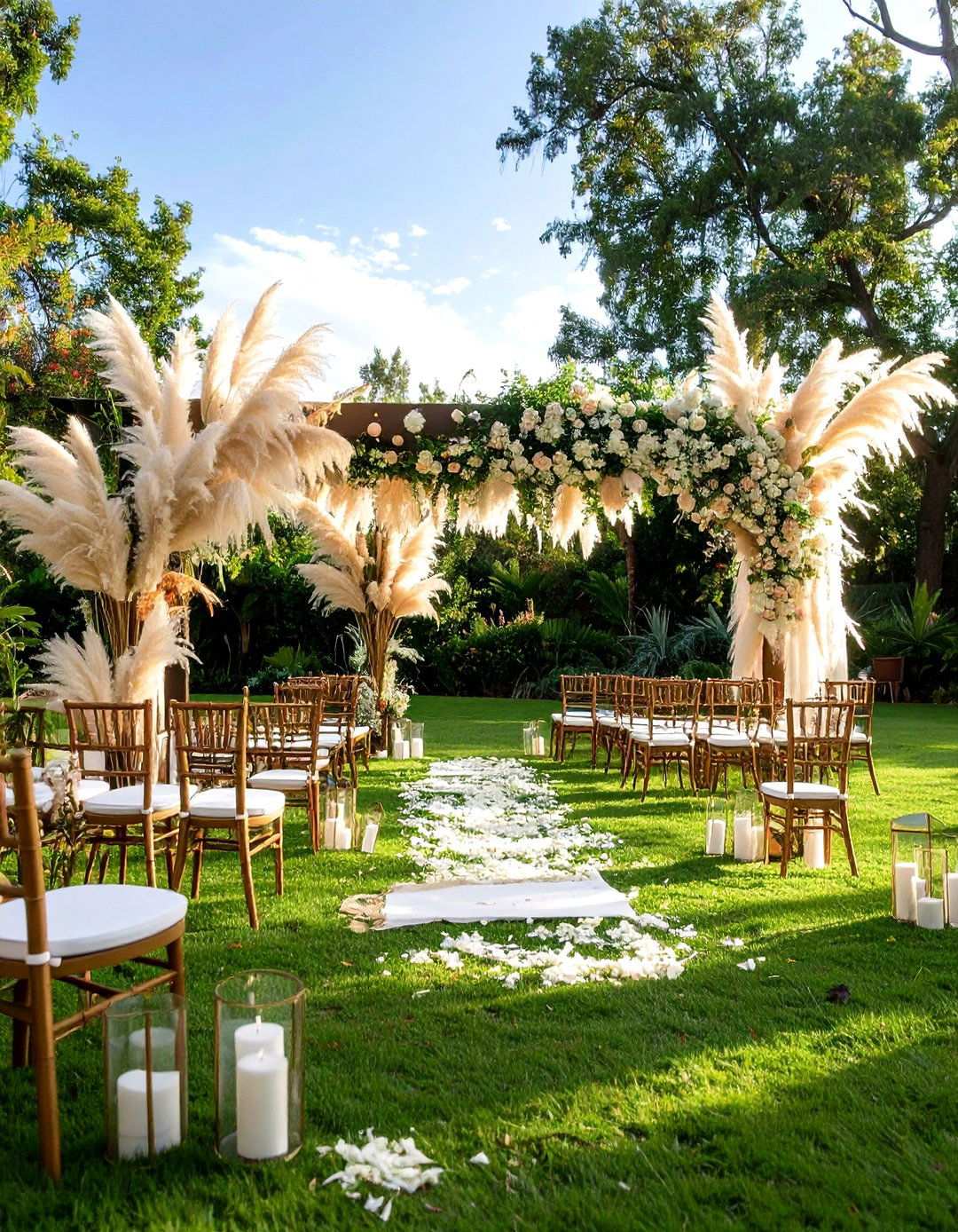 Pampas Grass Bohemian Displays - 24 Wedding Backdrop Ideas