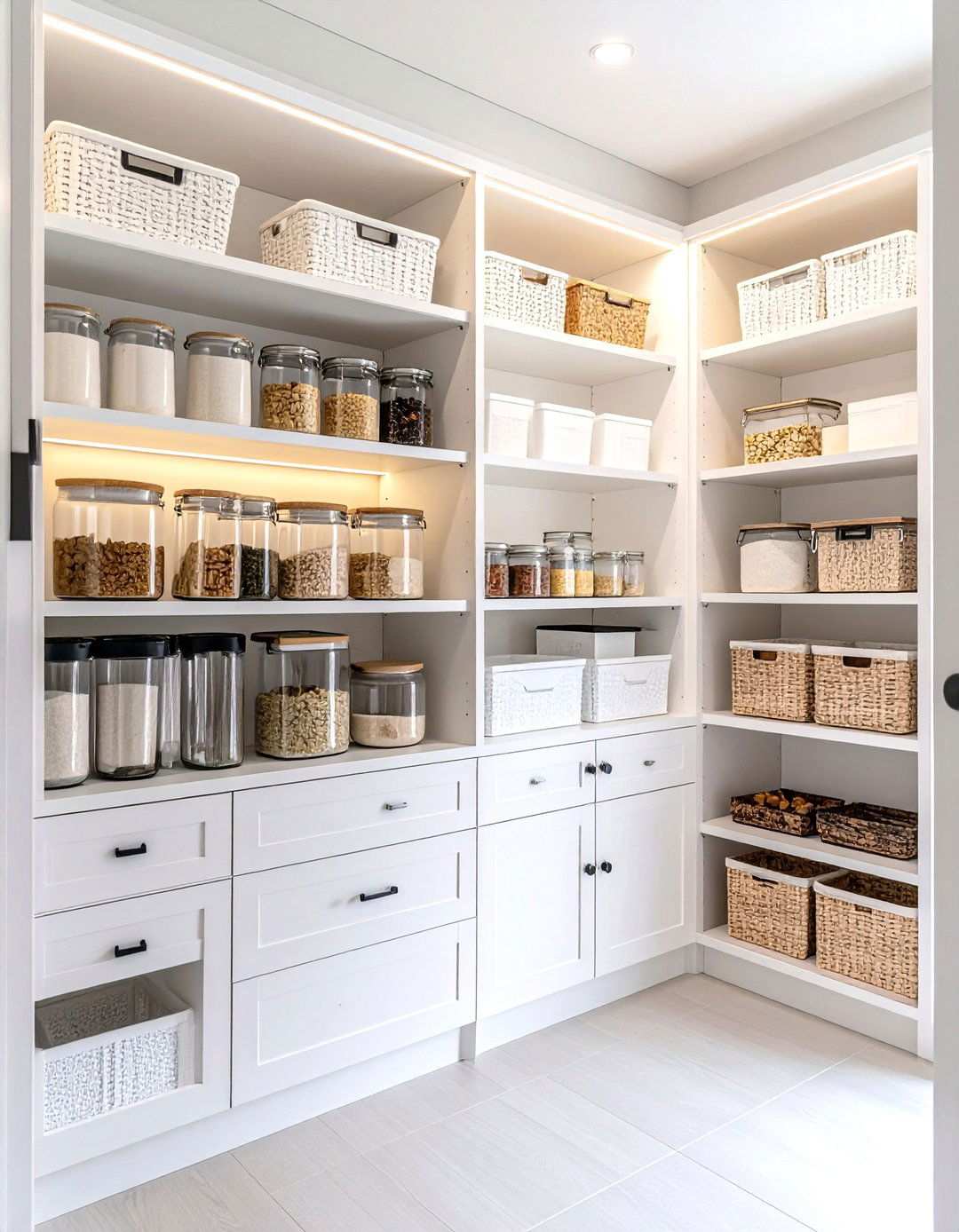 Pantry Walk In Organization - 24 White Kitchen with Black Appliances Ideas