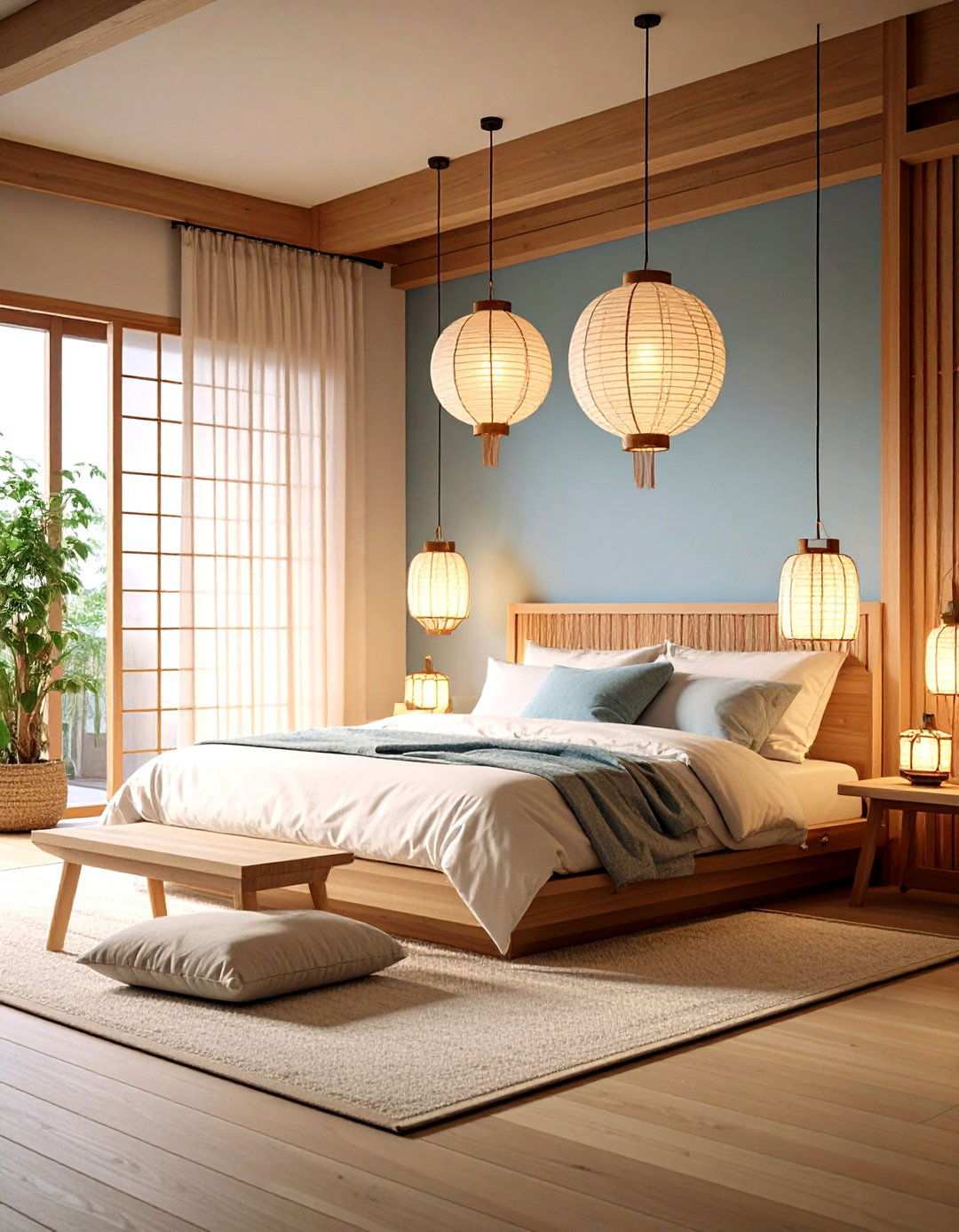 Paper Lantern Lighting - 24 Japanese Bedroom Ideas