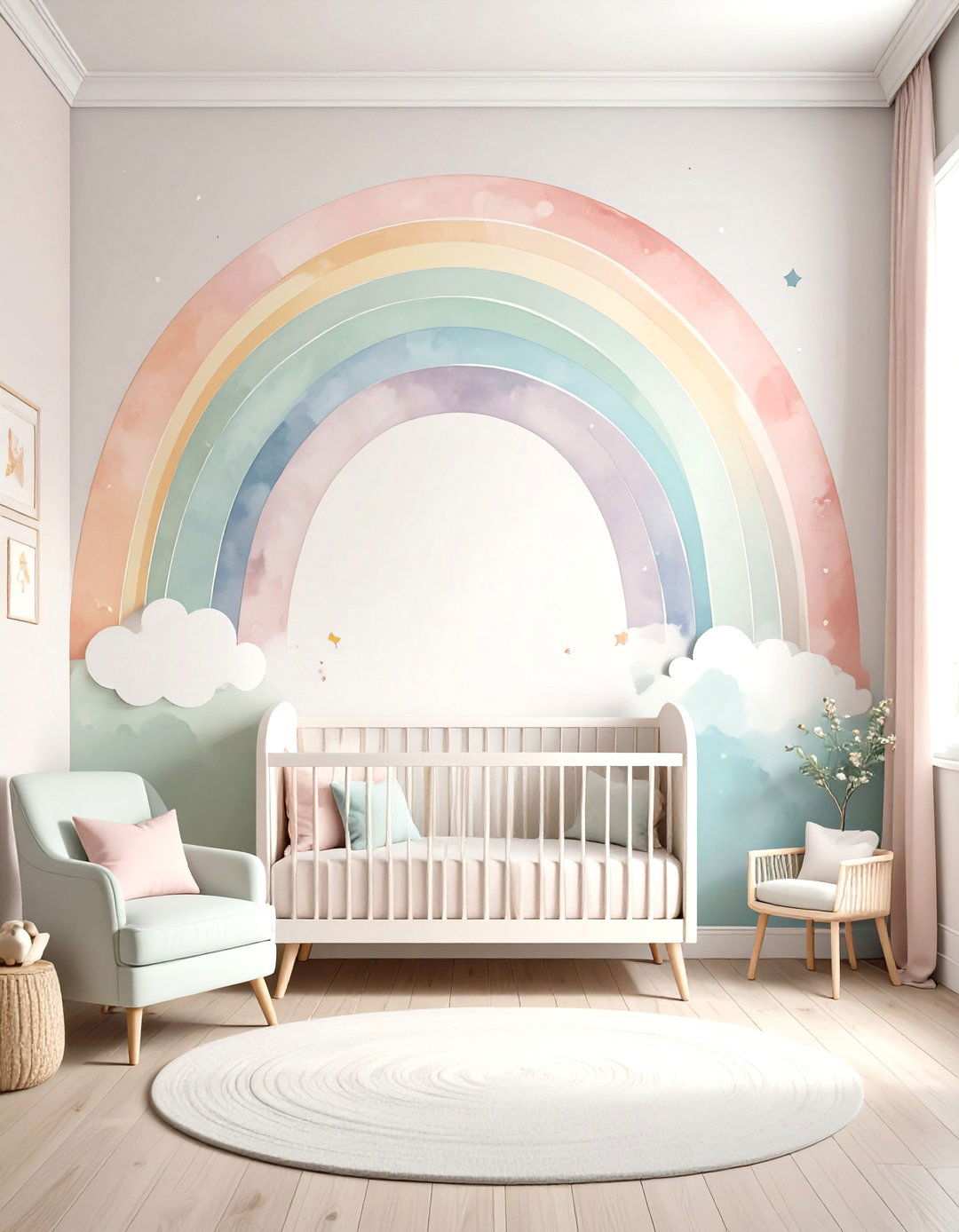Pastel Rainbow Wall Murals - 24 Rainbow Nursery Ideas