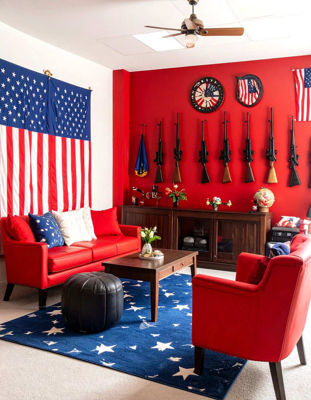 Patriotic Military Tribute Room - 24 Man Cave Gun Room Ideas