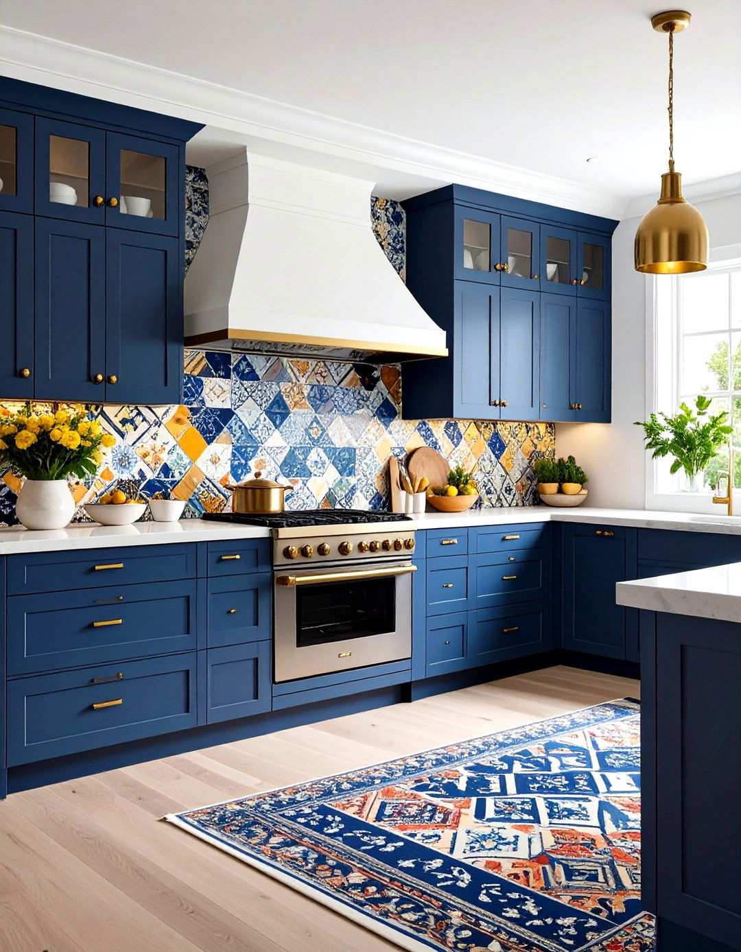 Pattern Mixed Backsplash Kitchen with Geometric Tiles - 24 Maximalist Kitchen Decor Ideas