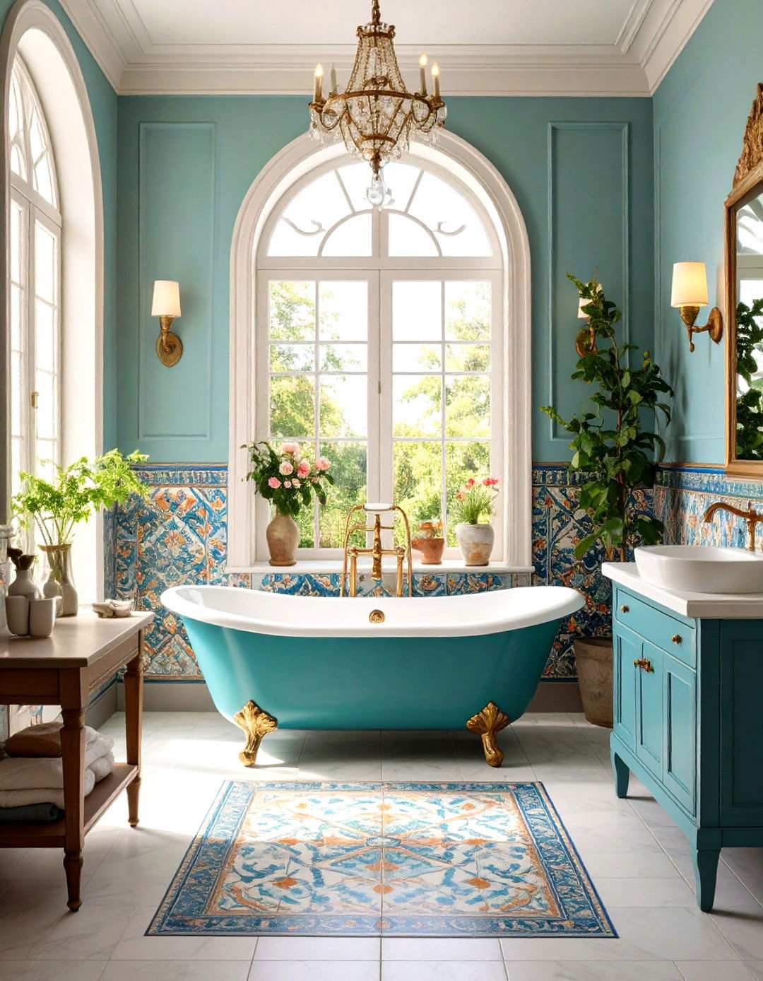Patterned Encaustic Tile Accent - 24 Victorian Bathroom Ideas