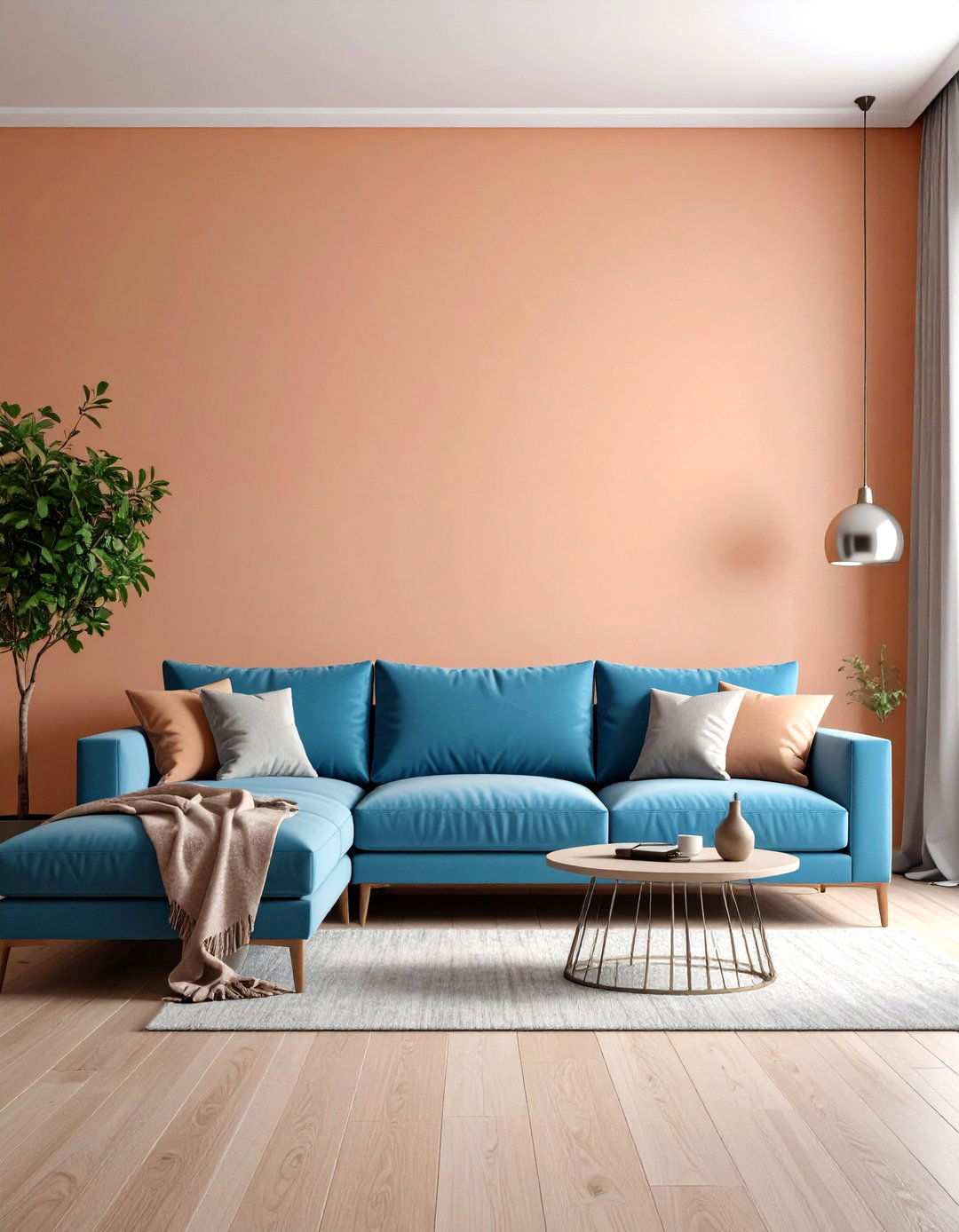 Peach and Blue Soft Serenity - 24 Two Colour Combination for Living Room