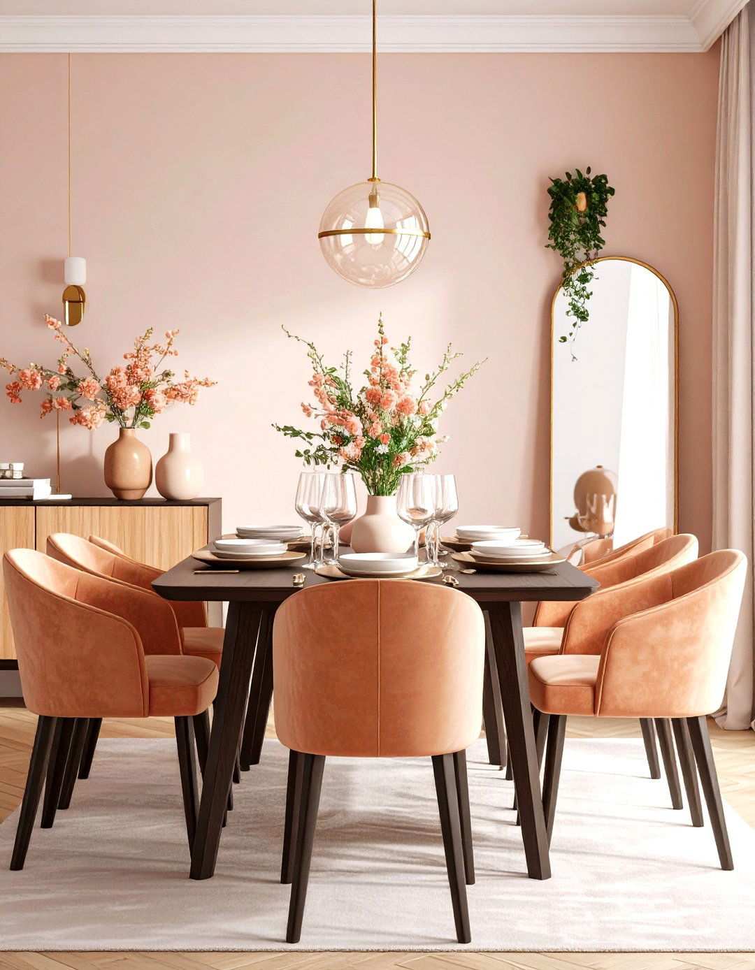 Peach Dining Room Elegance - 24 Orange Accent Wall Ideas