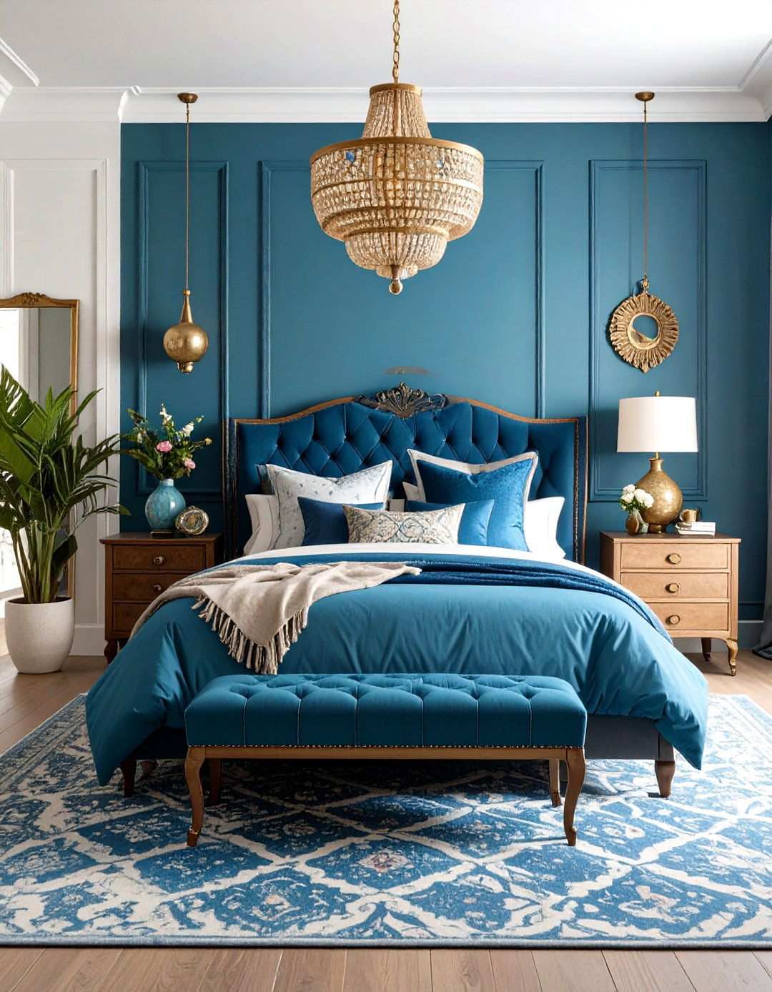 Peacock Blue Eclectic Mix - 24 Moody Blue Bedroom Ideas