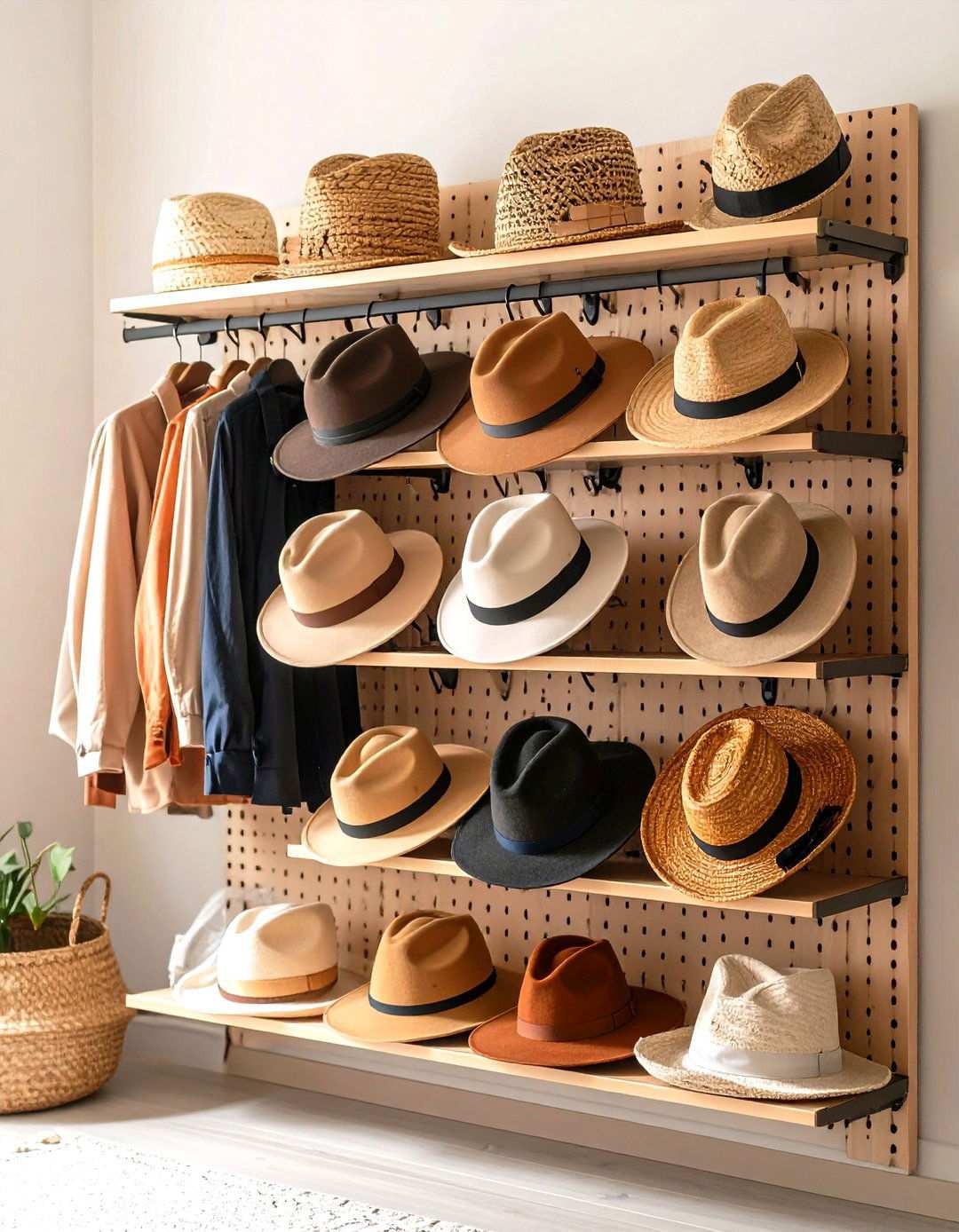 Pegboard Hat Organization Wall - 24 Hat Storage Ideas
