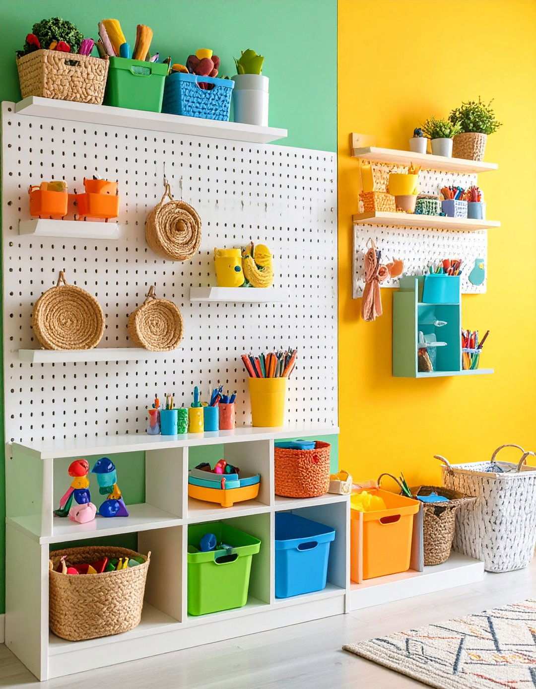 Pegboard Organization Stations - 24 Playroom Storage Ideas