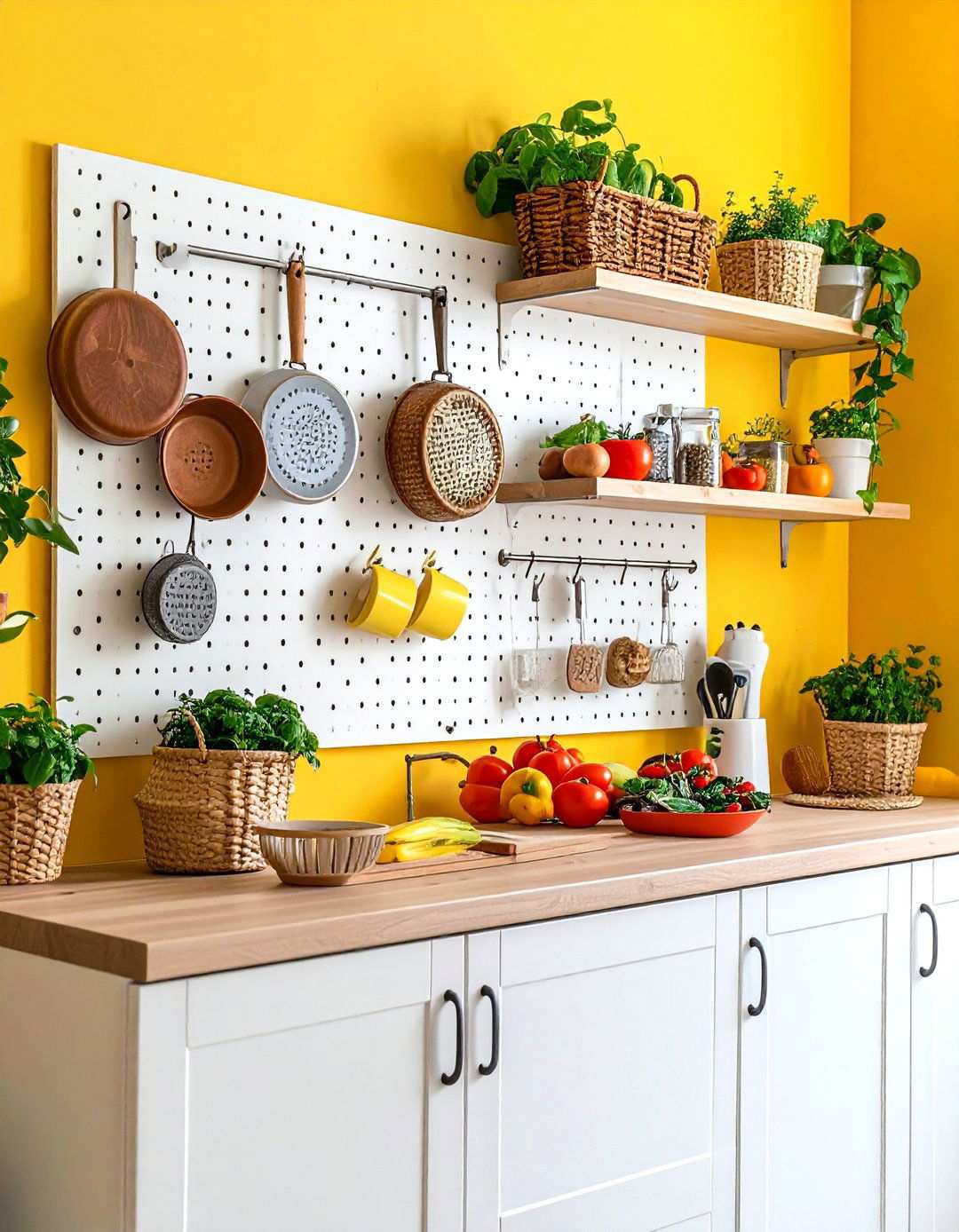 Pegboard Organization Wall - 24 Small Galley Kitchen Ideas on a Budget