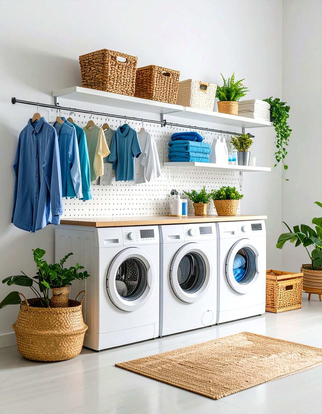 Pegboard Organization Wall - 24 Small Laundry Room Ideas With a Top Load Washing Machine