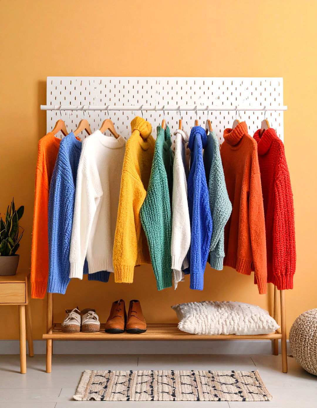 Pegboard Wall Organization with Customizable Hooks - 24 sweater storage ideas