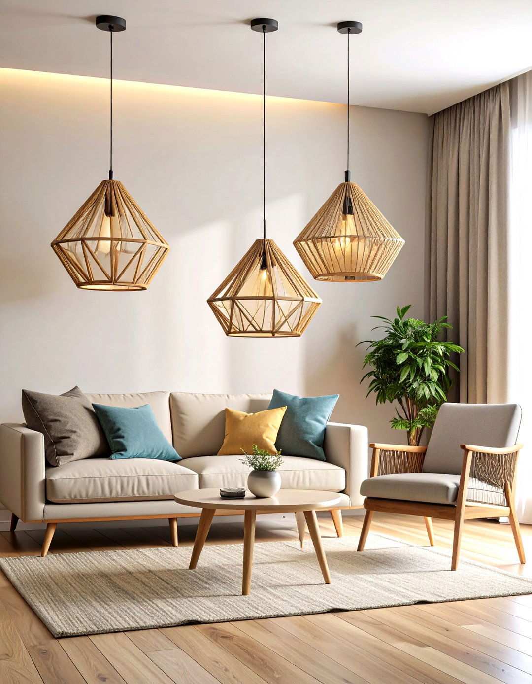 Pendant Light Arrangement Designs - 24 Mid-Century Modern Living Room Ideas