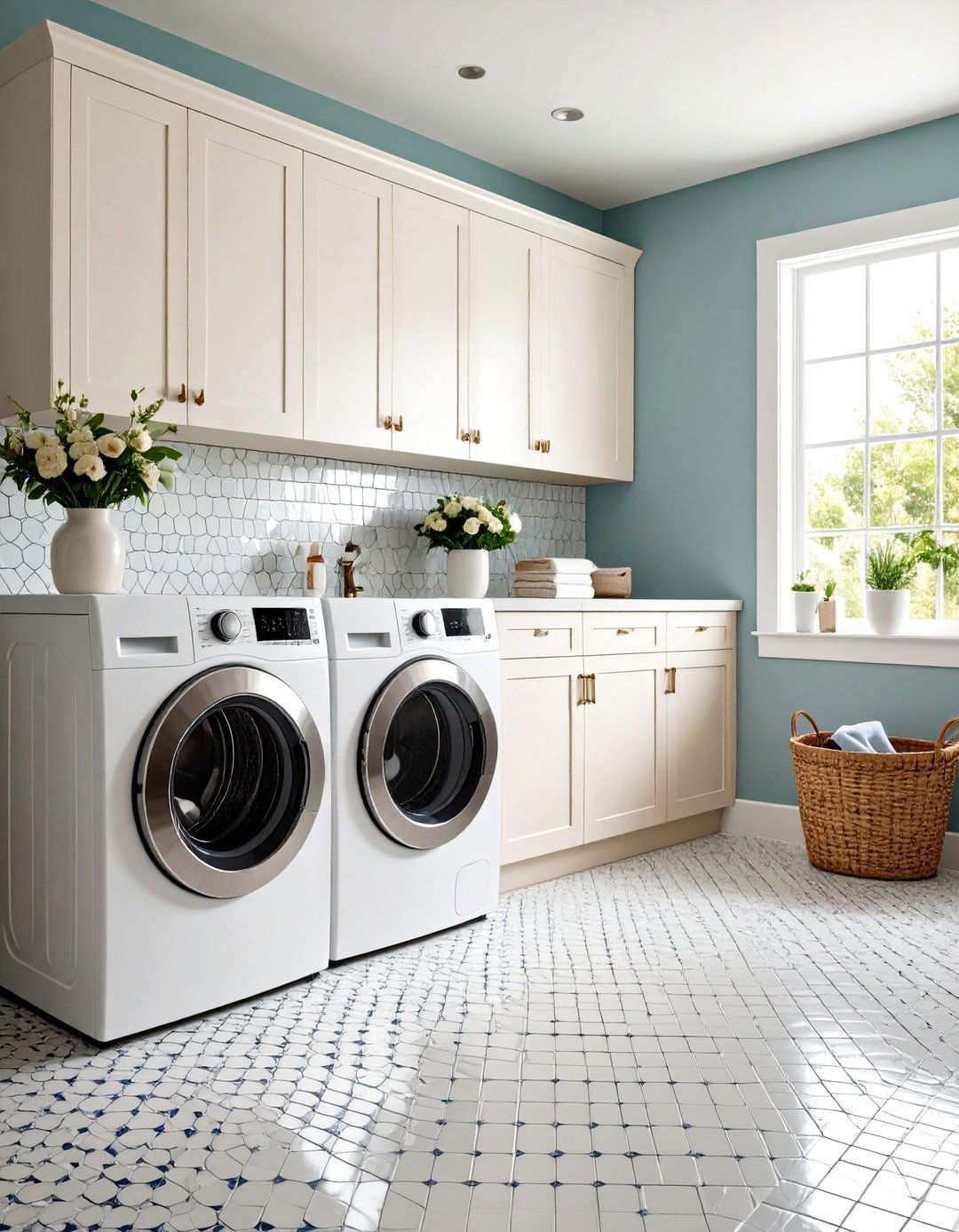 Penny Round Mosaic Tiles - 24 Laundry Room Floor Ideas