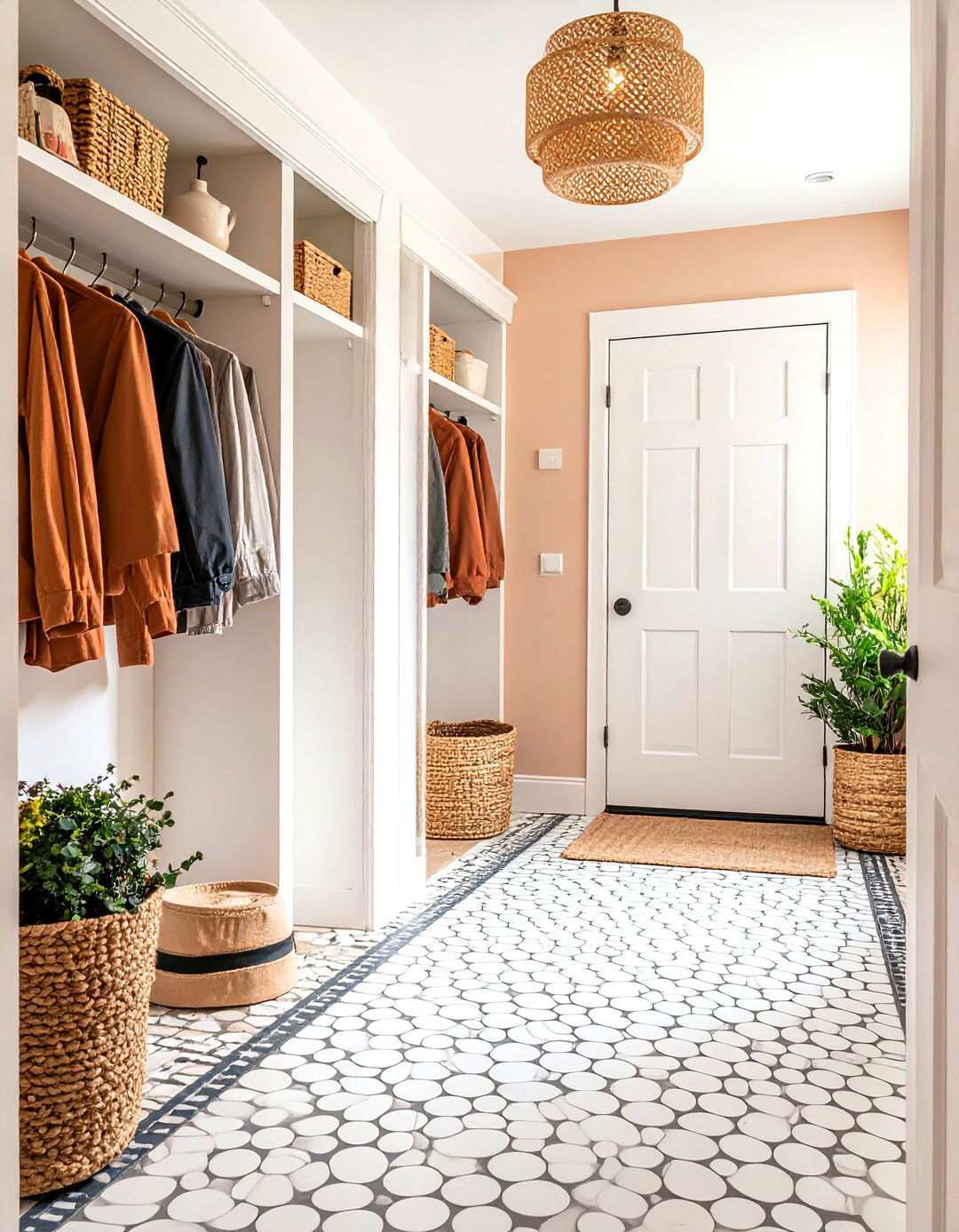 Penny Round Mosaics - 24 Mudroom Tile Floor Ideas