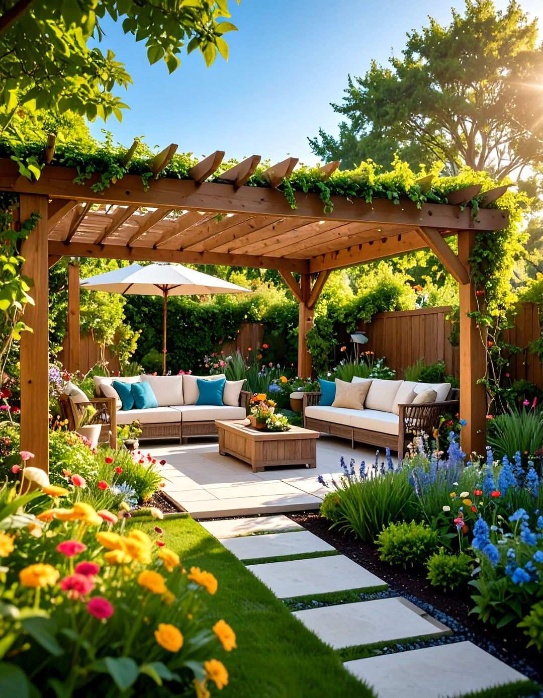 Pergola and Shade Garden Sanctuary - 24 Large Backyard Ideas
