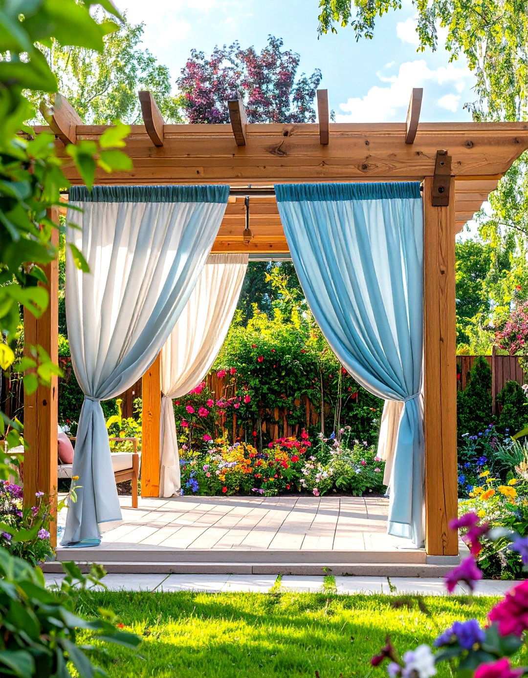 Pergola Integrated Curtain Privacy Systems - 24 Outdoor Privacy Screen Ideas