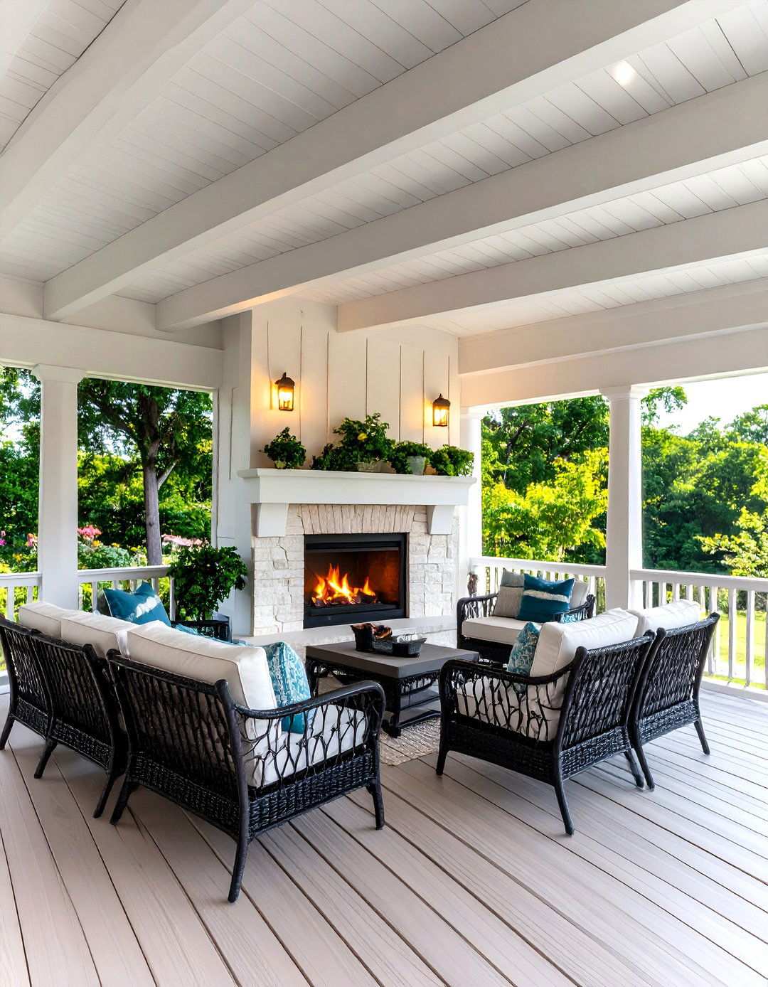 Pergola Integrated Fireplace - 24 Porch Fireplace Ideas